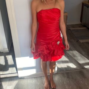 Red Strapless Cocktail Dress